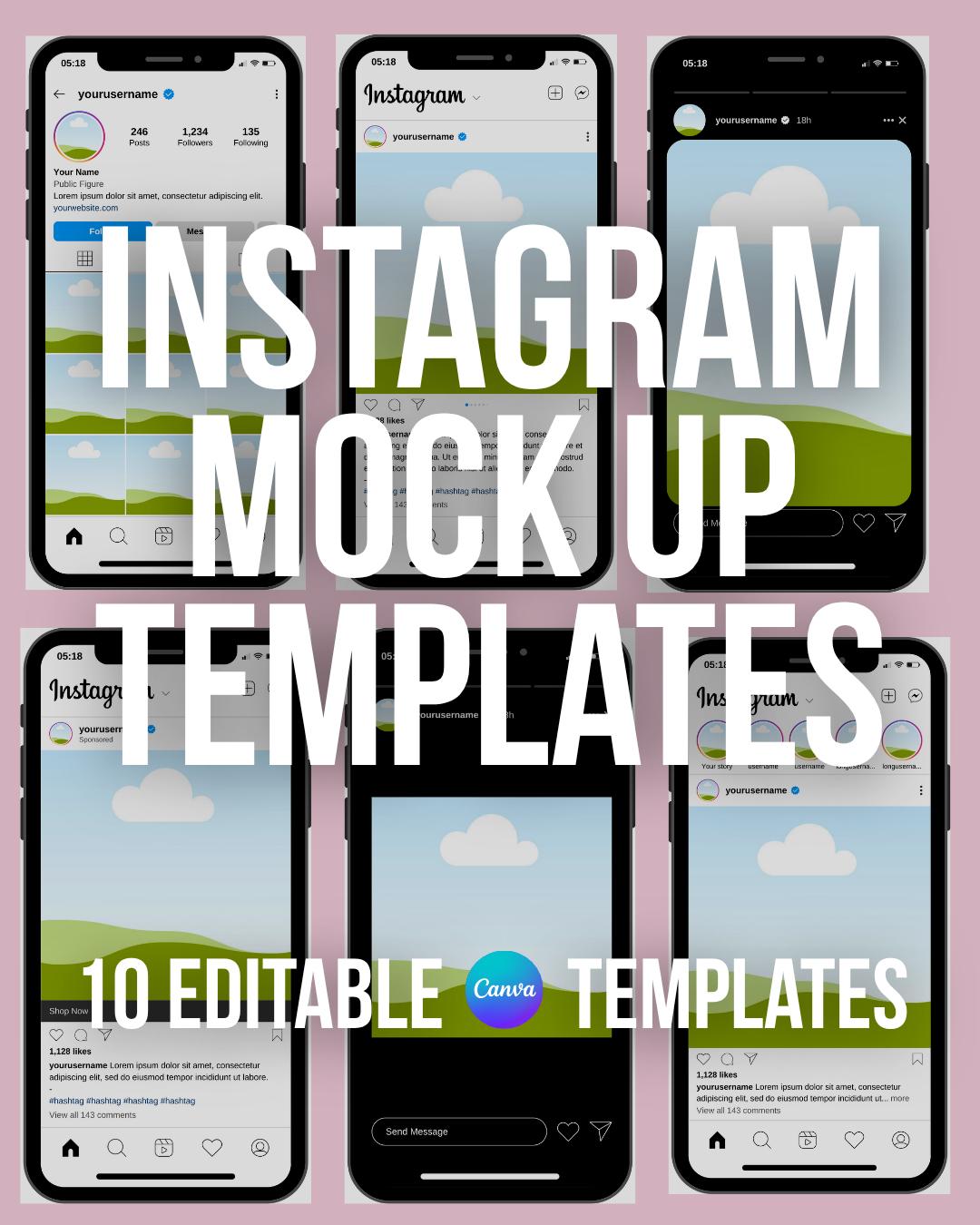Instagram Mock Up Templates - Editable Canva Templates